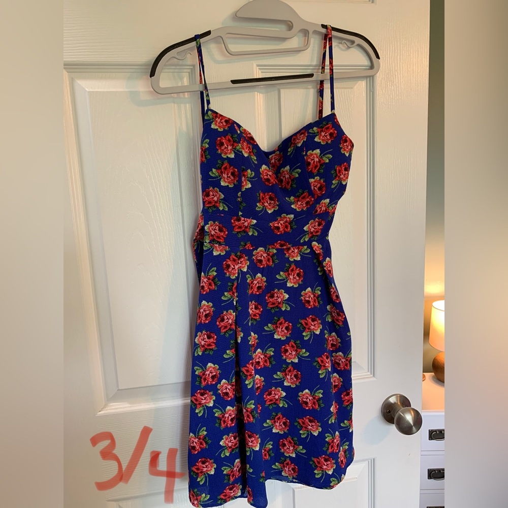 Blue flower print dress